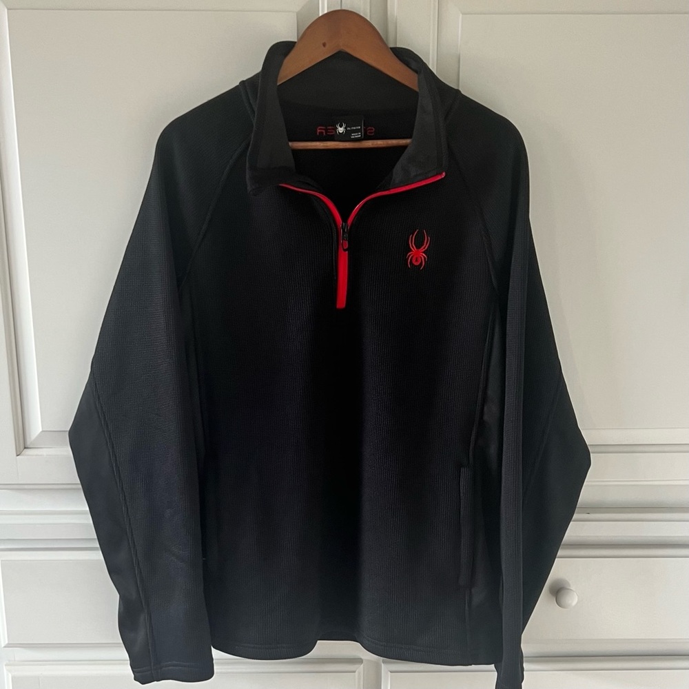 Men’s Spyder 1/4 Zip Pullover, Black, Sweater Jacket, Sz XL